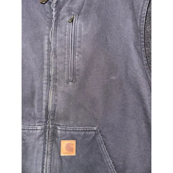 CARHARTT LOOSE FIT WASHED DUCK SHERPA-LINED MOCK-NECK VEST SIZE 2XL - Picture 4 of 11